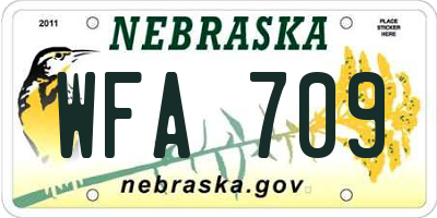 NE license plate WFA709