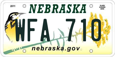 NE license plate WFA710