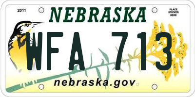 NE license plate WFA713