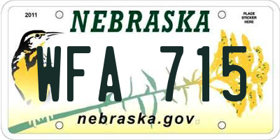 NE license plate WFA715