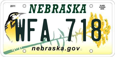 NE license plate WFA718