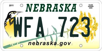 NE license plate WFA723