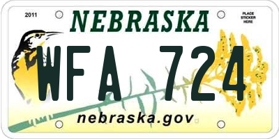 NE license plate WFA724