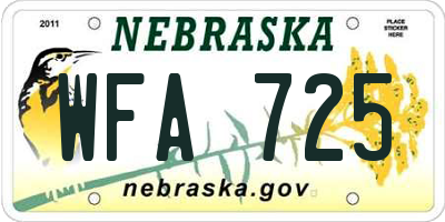 NE license plate WFA725