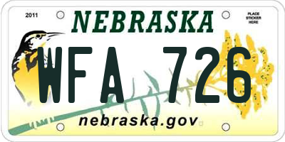 NE license plate WFA726