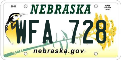 NE license plate WFA728