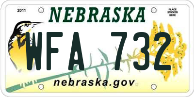 NE license plate WFA732