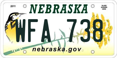 NE license plate WFA738