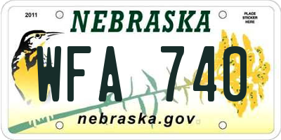 NE license plate WFA740