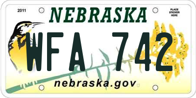 NE license plate WFA742