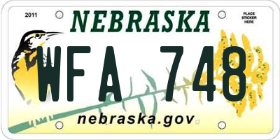NE license plate WFA748