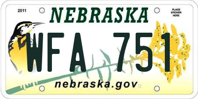 NE license plate WFA751