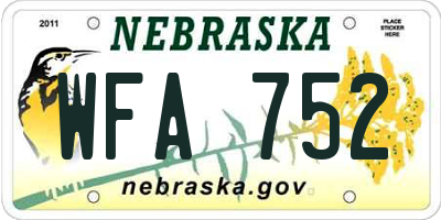 NE license plate WFA752