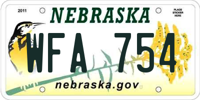 NE license plate WFA754