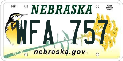 NE license plate WFA757