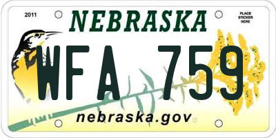 NE license plate WFA759