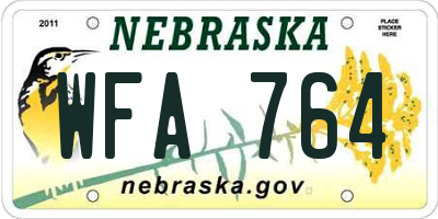 NE license plate WFA764