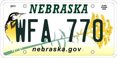 NE license plate WFA770