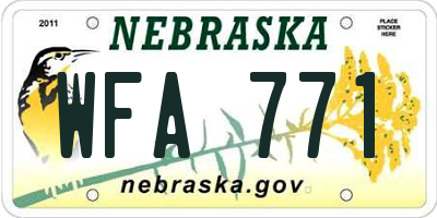 NE license plate WFA771