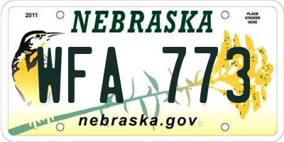 NE license plate WFA773