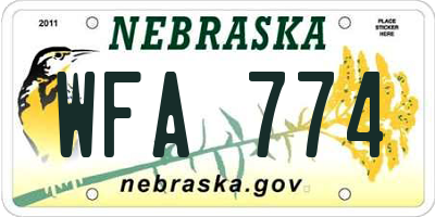 NE license plate WFA774