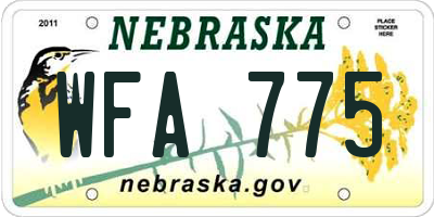 NE license plate WFA775