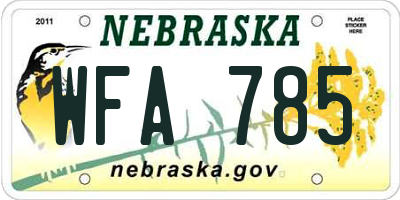 NE license plate WFA785