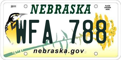 NE license plate WFA788