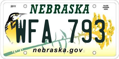 NE license plate WFA793