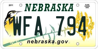 NE license plate WFA794