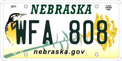 NE license plate WFA808