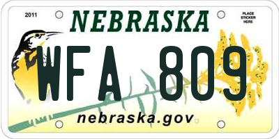 NE license plate WFA809