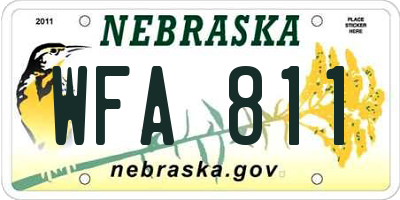 NE license plate WFA811