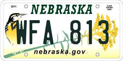 NE license plate WFA813