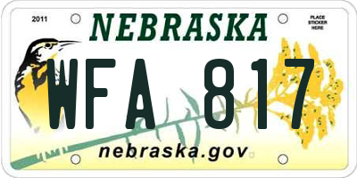 NE license plate WFA817