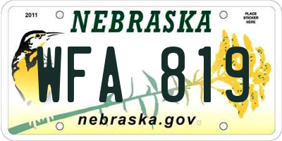 NE license plate WFA819