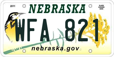 NE license plate WFA821