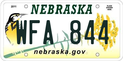 NE license plate WFA844