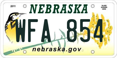 NE license plate WFA854