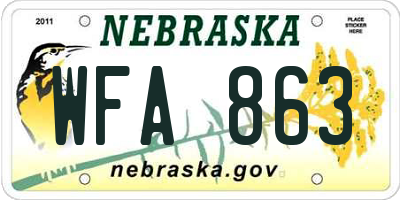 NE license plate WFA863