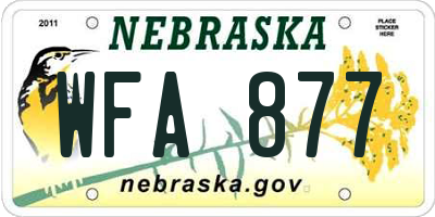 NE license plate WFA877