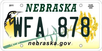 NE license plate WFA878