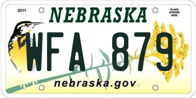 NE license plate WFA879