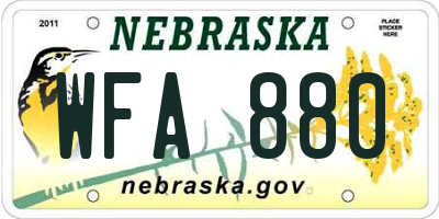 NE license plate WFA880