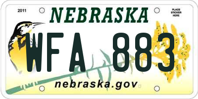 NE license plate WFA883