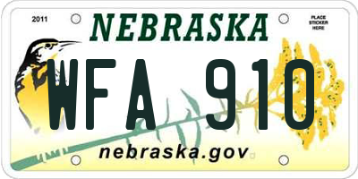 NE license plate WFA910