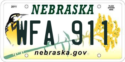 NE license plate WFA911