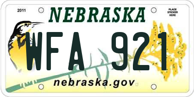 NE license plate WFA921