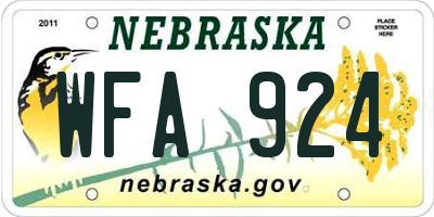 NE license plate WFA924