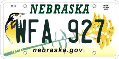 NE license plate WFA927
